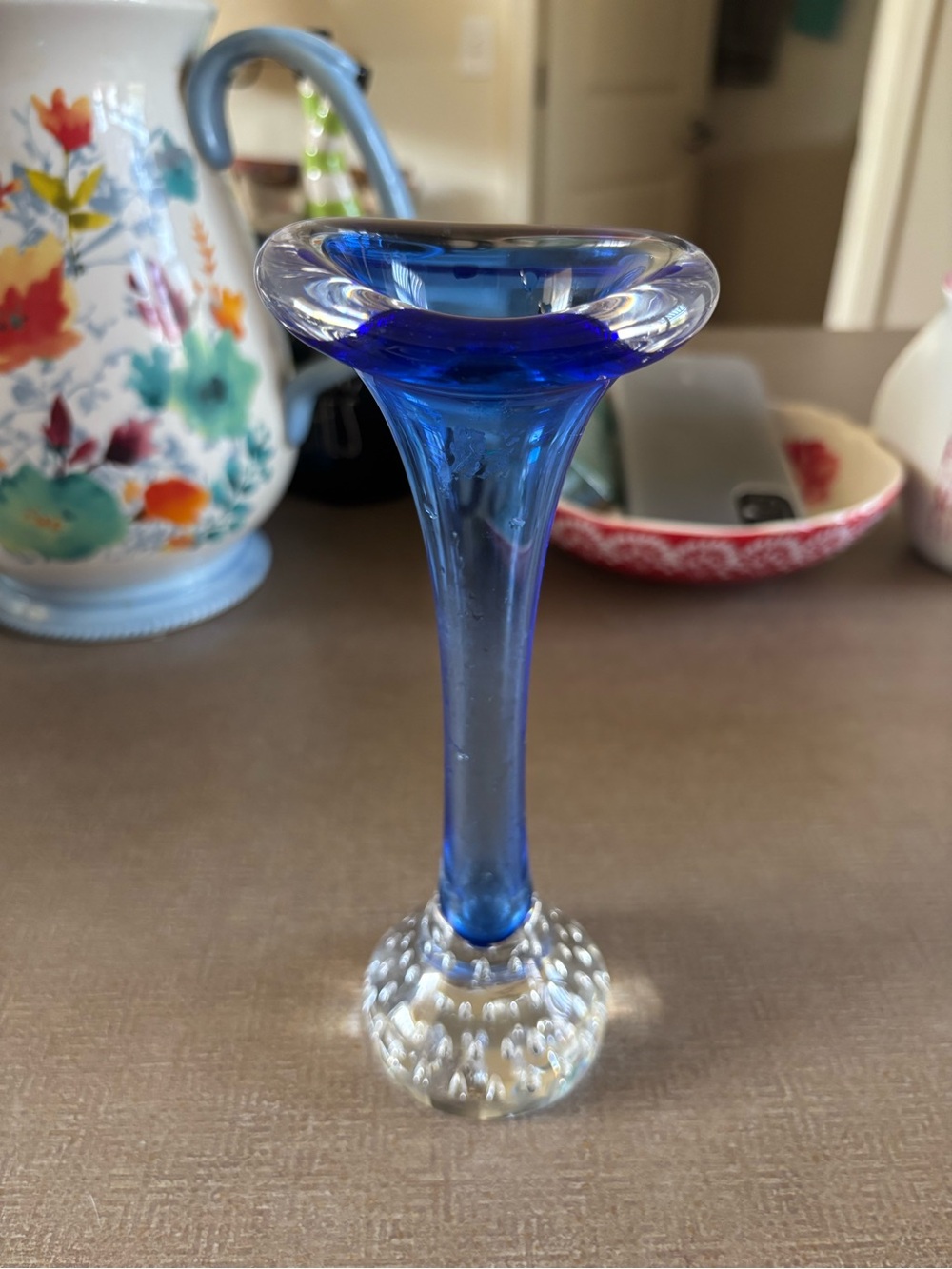 Cobalt Blue Handblown Bud Vase - Glass Accent